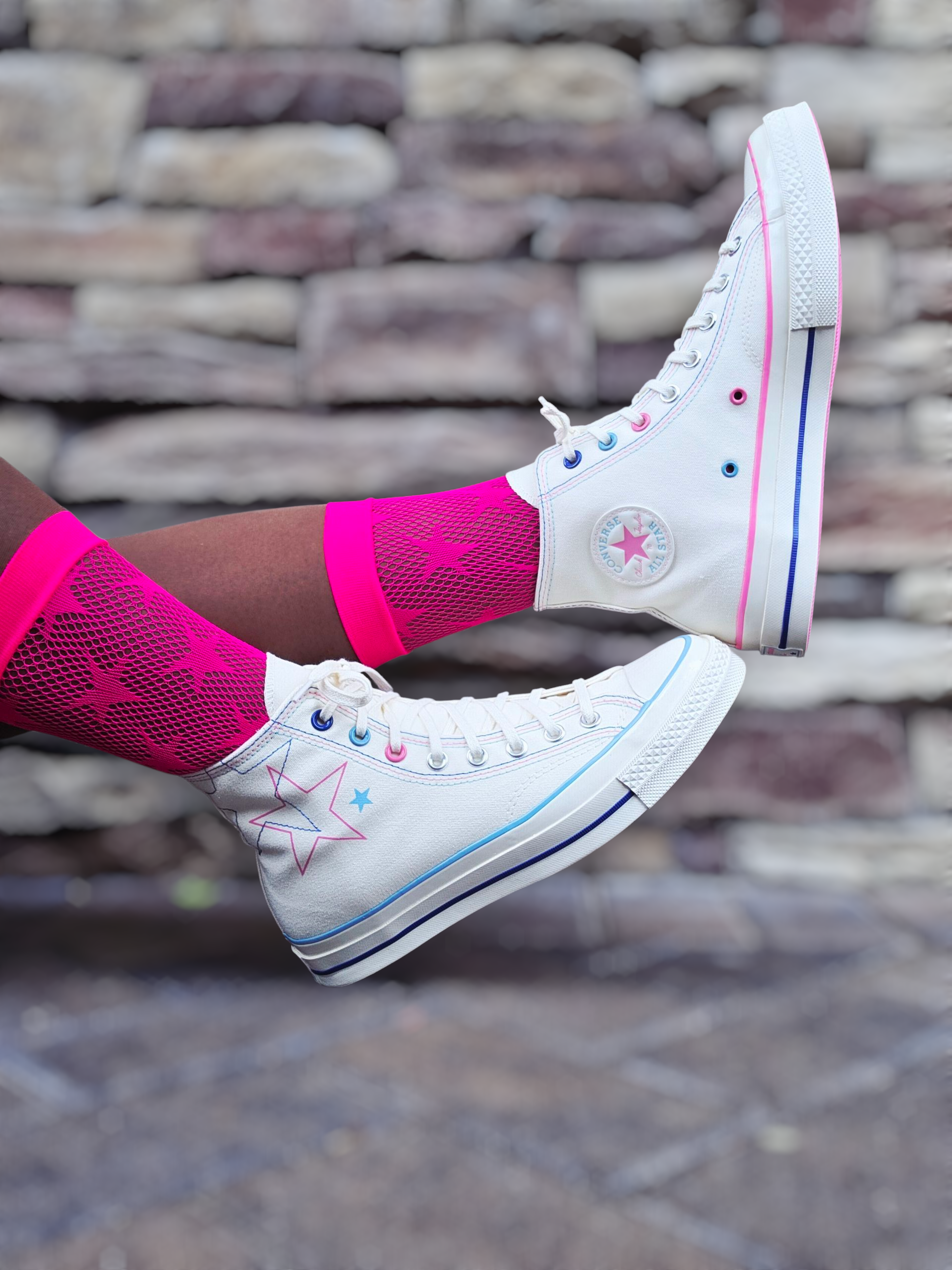 Sexy Pink Fishnet Star Sock