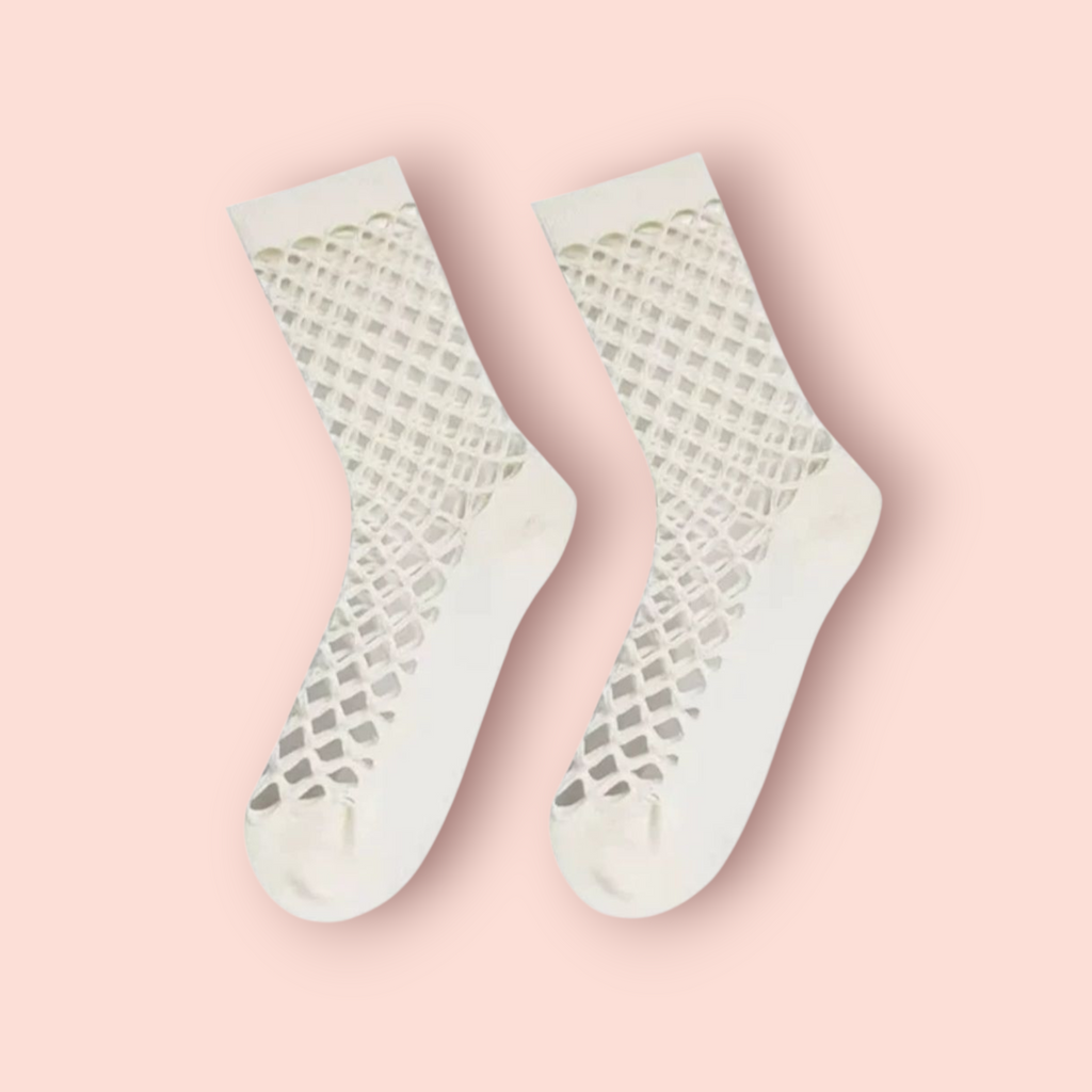 Sexy Cream Fishnet Socks